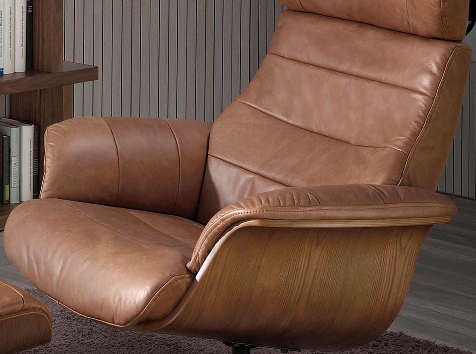Reclining swivel armchair in brown leather 5083 4