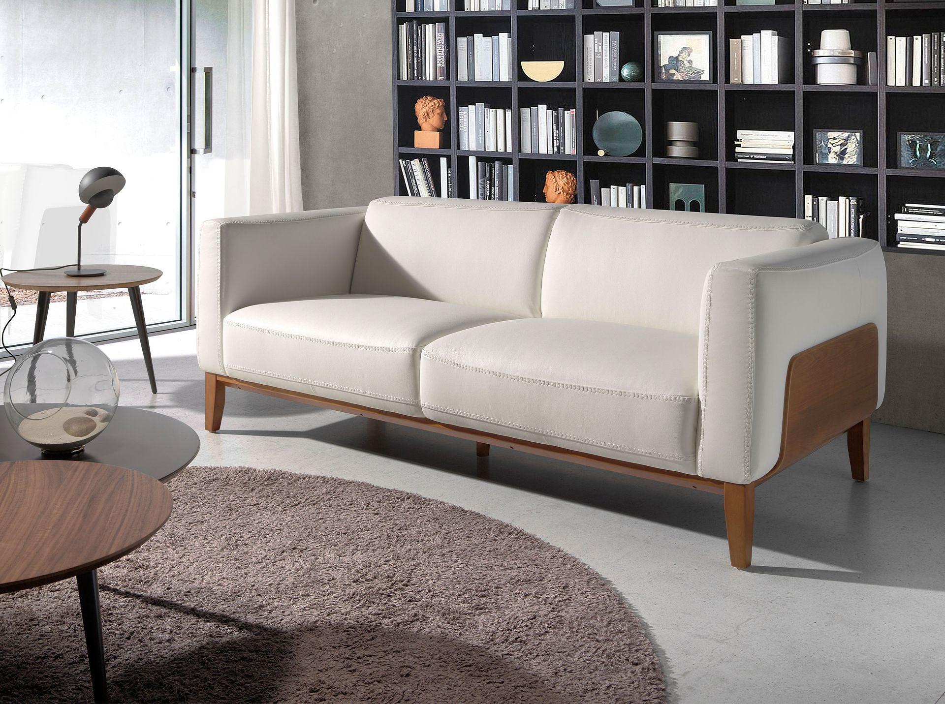 White leather 3-seater sofa 6115 2