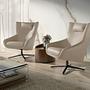 Grey taupe leather swivel armchair 5090 2