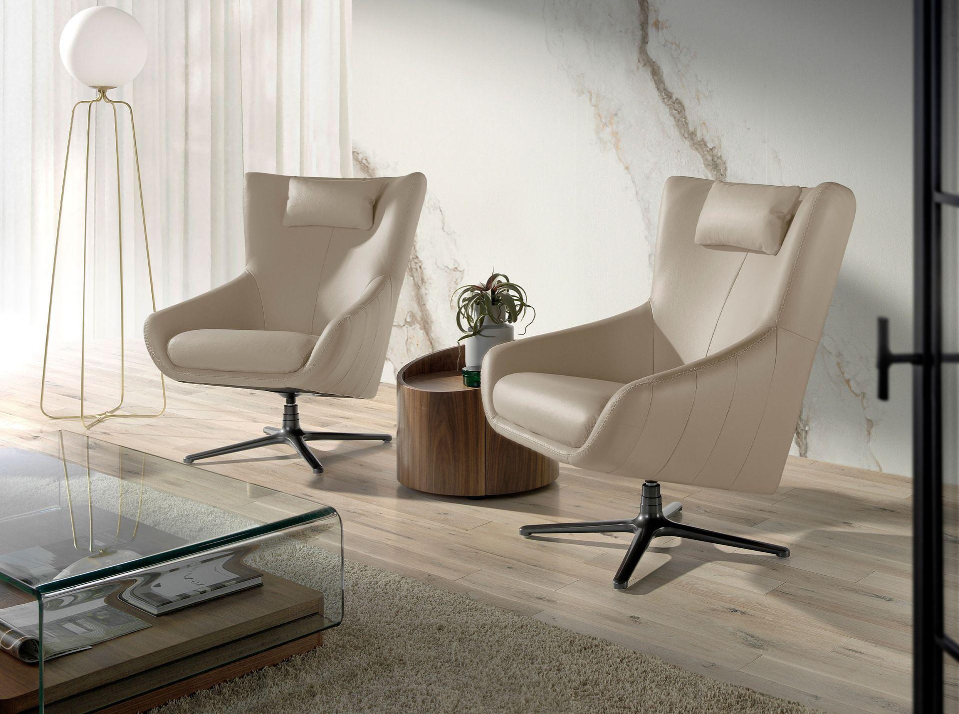 Grey taupe leather swivel armchair 5090 2