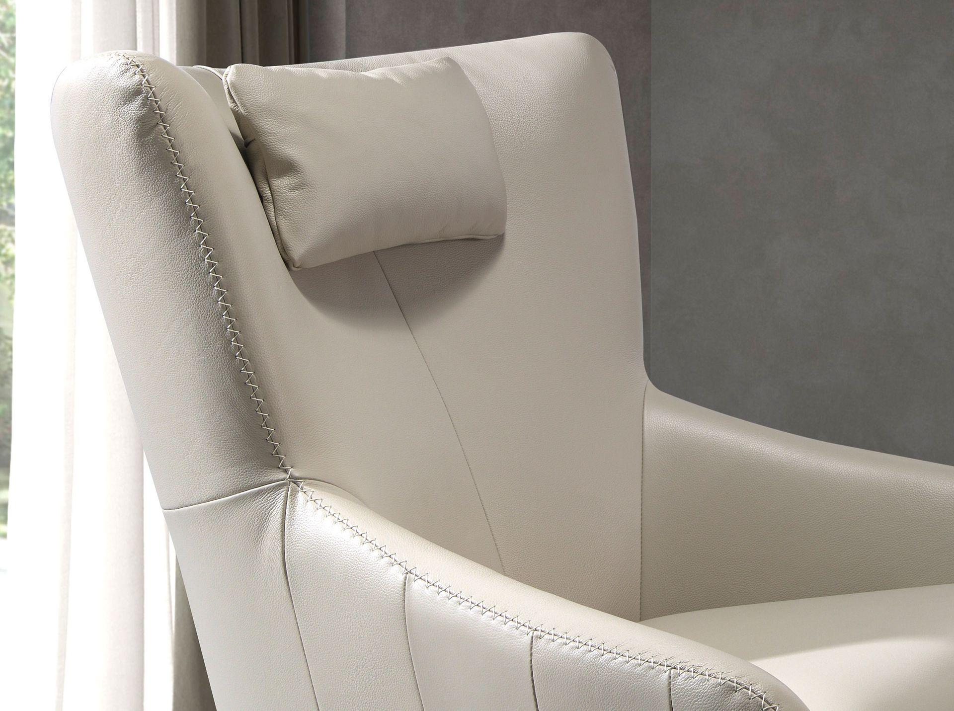 Grey taupe leather swivel armchair 5090 4