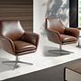 Cognac brown leather swivel armchair 5093 2