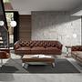 Cognac brown leather swivel armchair 5093 3