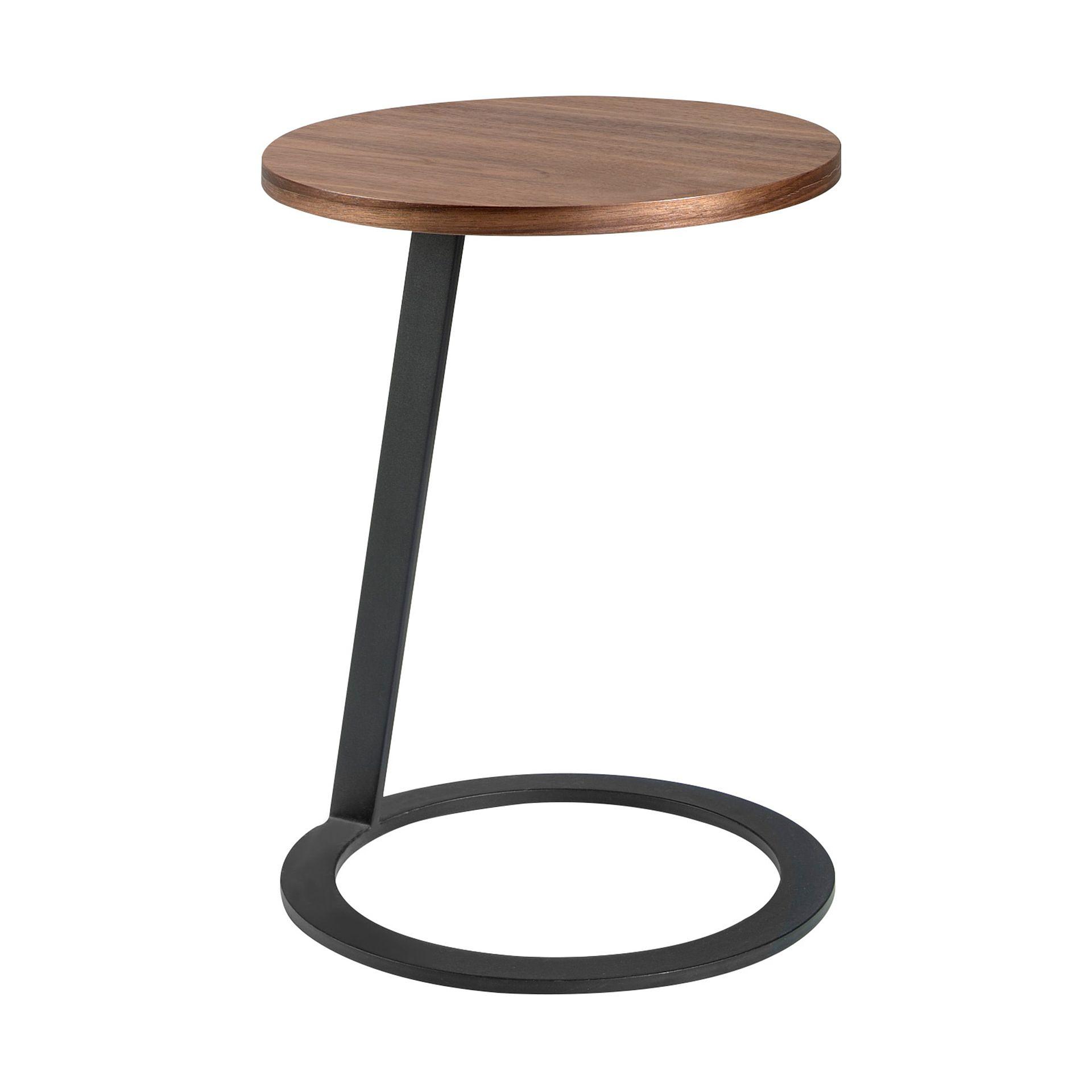 Round corner table walnut and black steel 2115 0