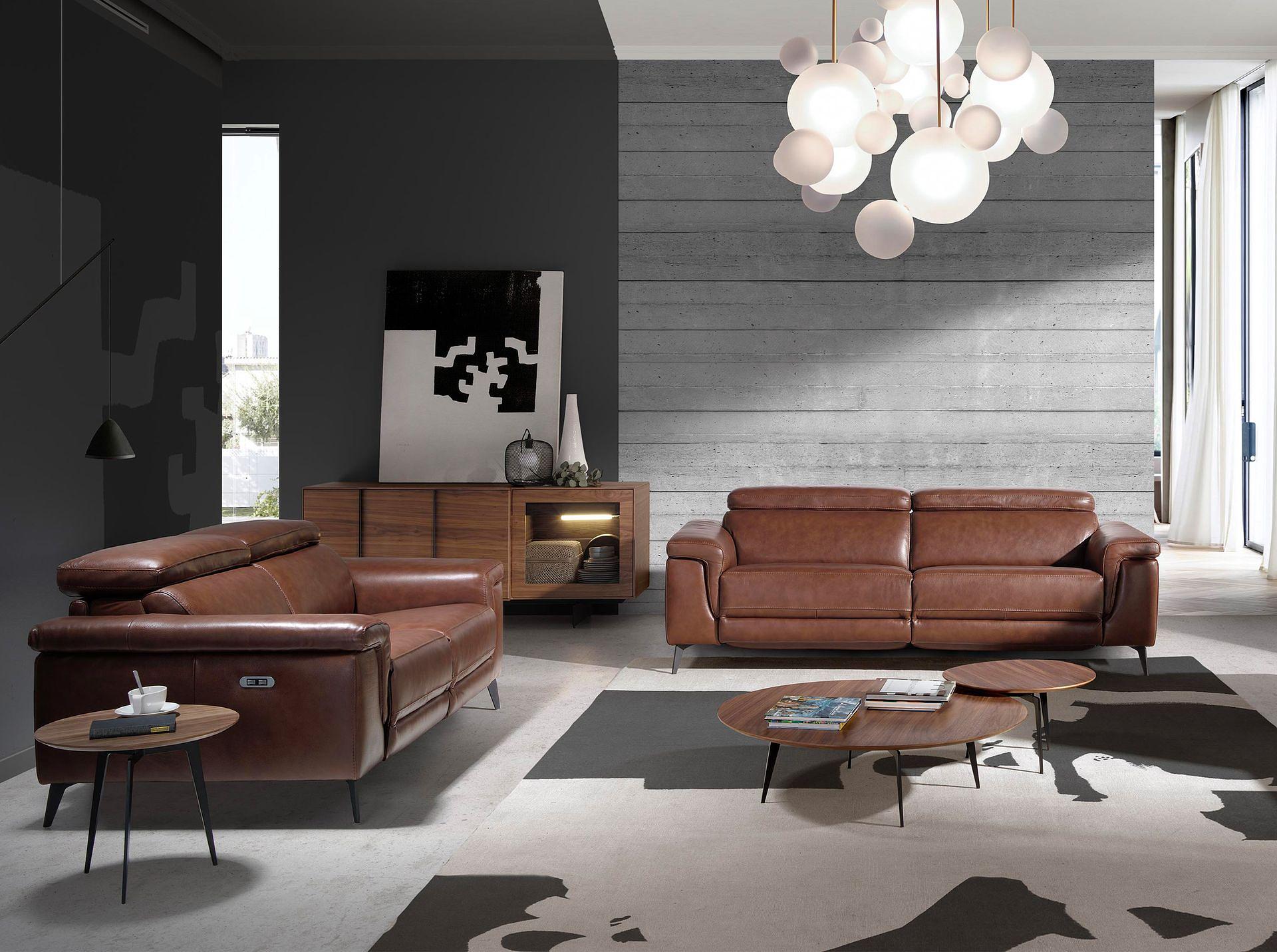 2 seater relaxation sofa in brown leather 6116 5