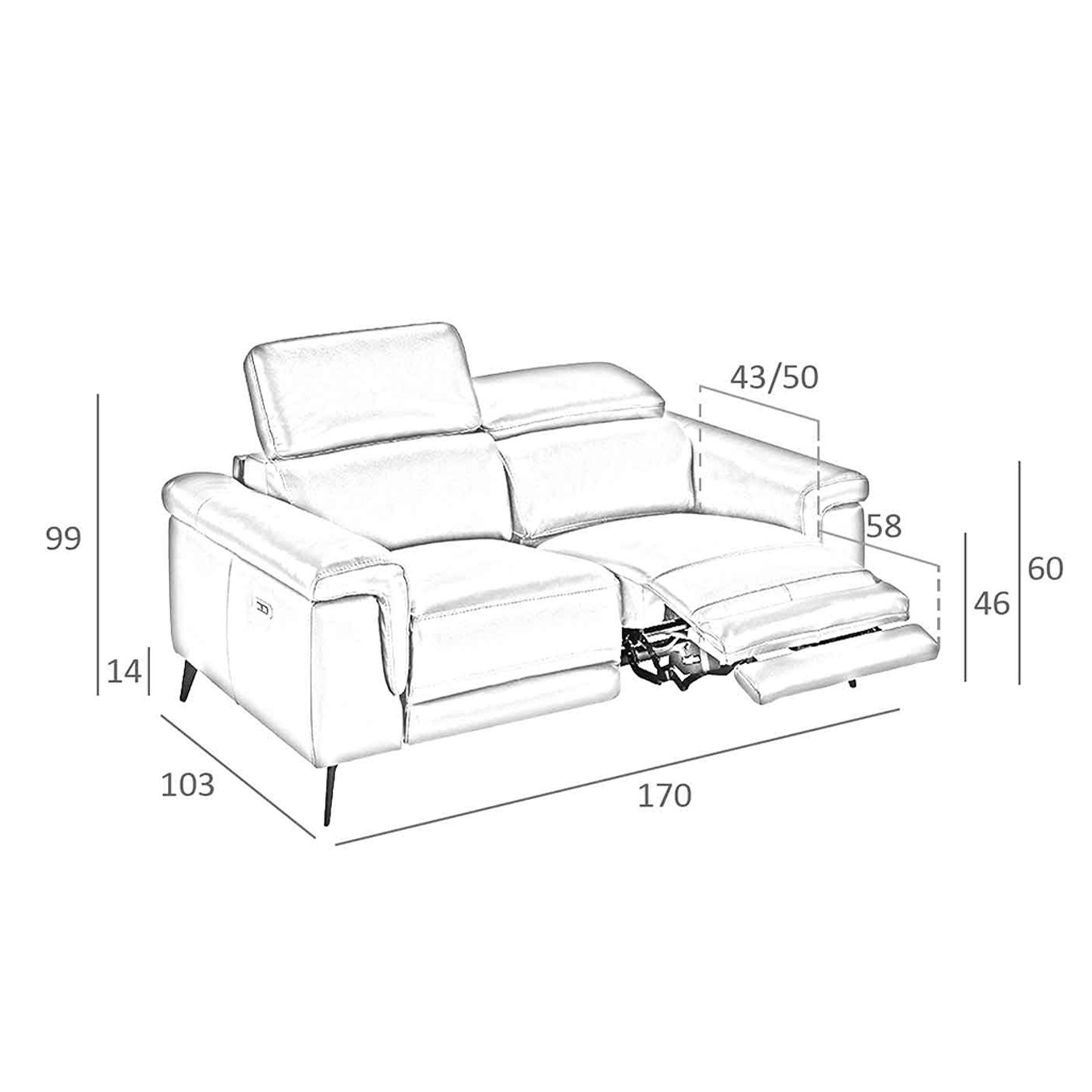 2 seater relaxation sofa in brown leather 6116 7