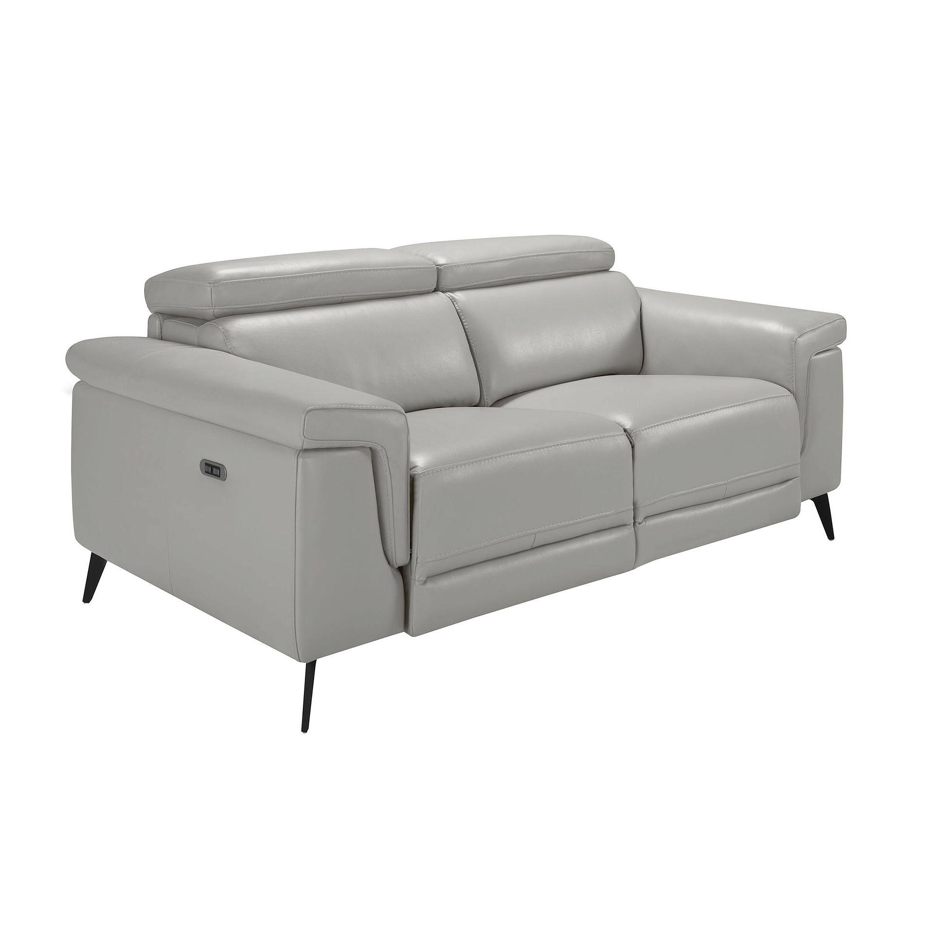 2 seater relaxation sofa in grey leather 6107 0