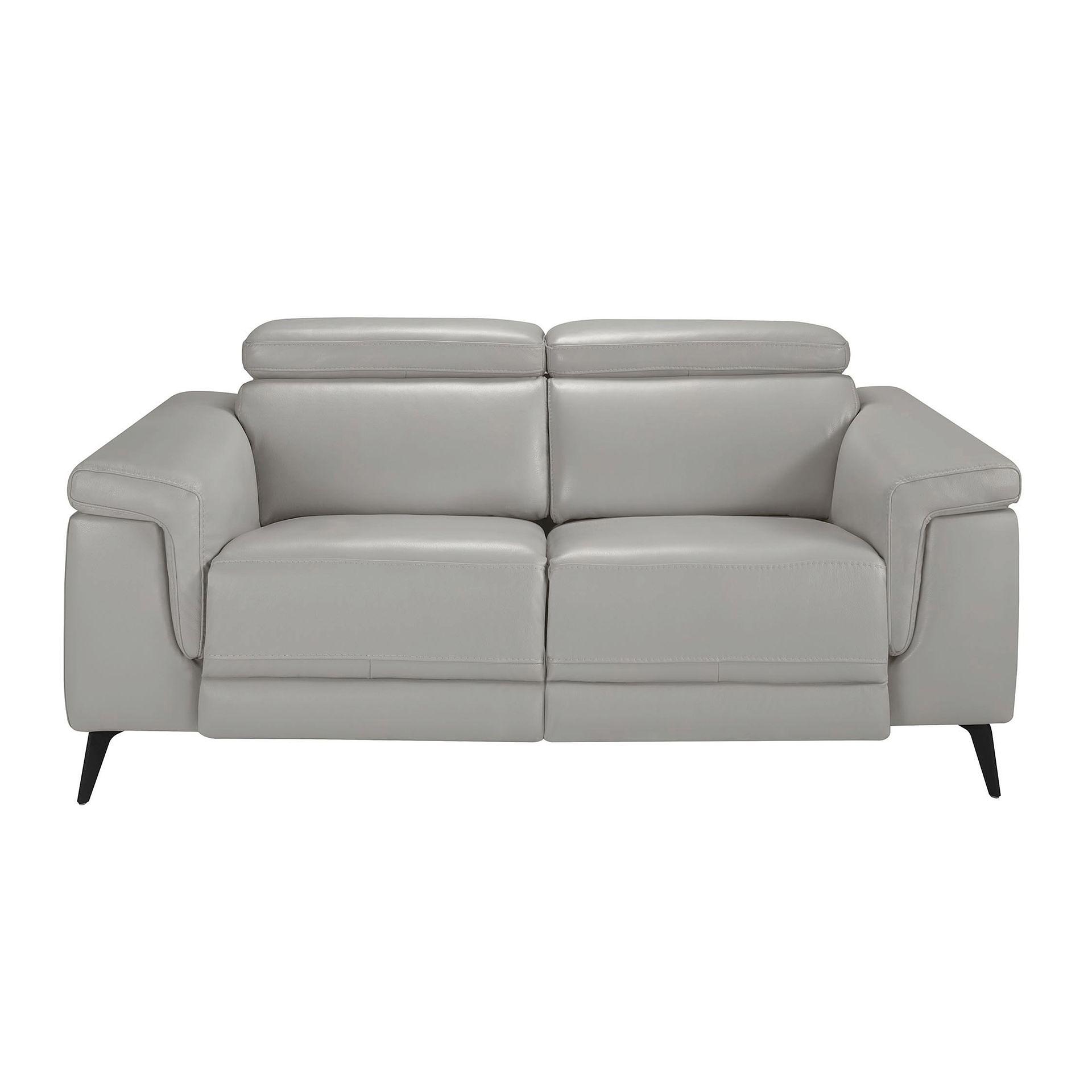 2 seater relaxation sofa in grey leather 6107 1