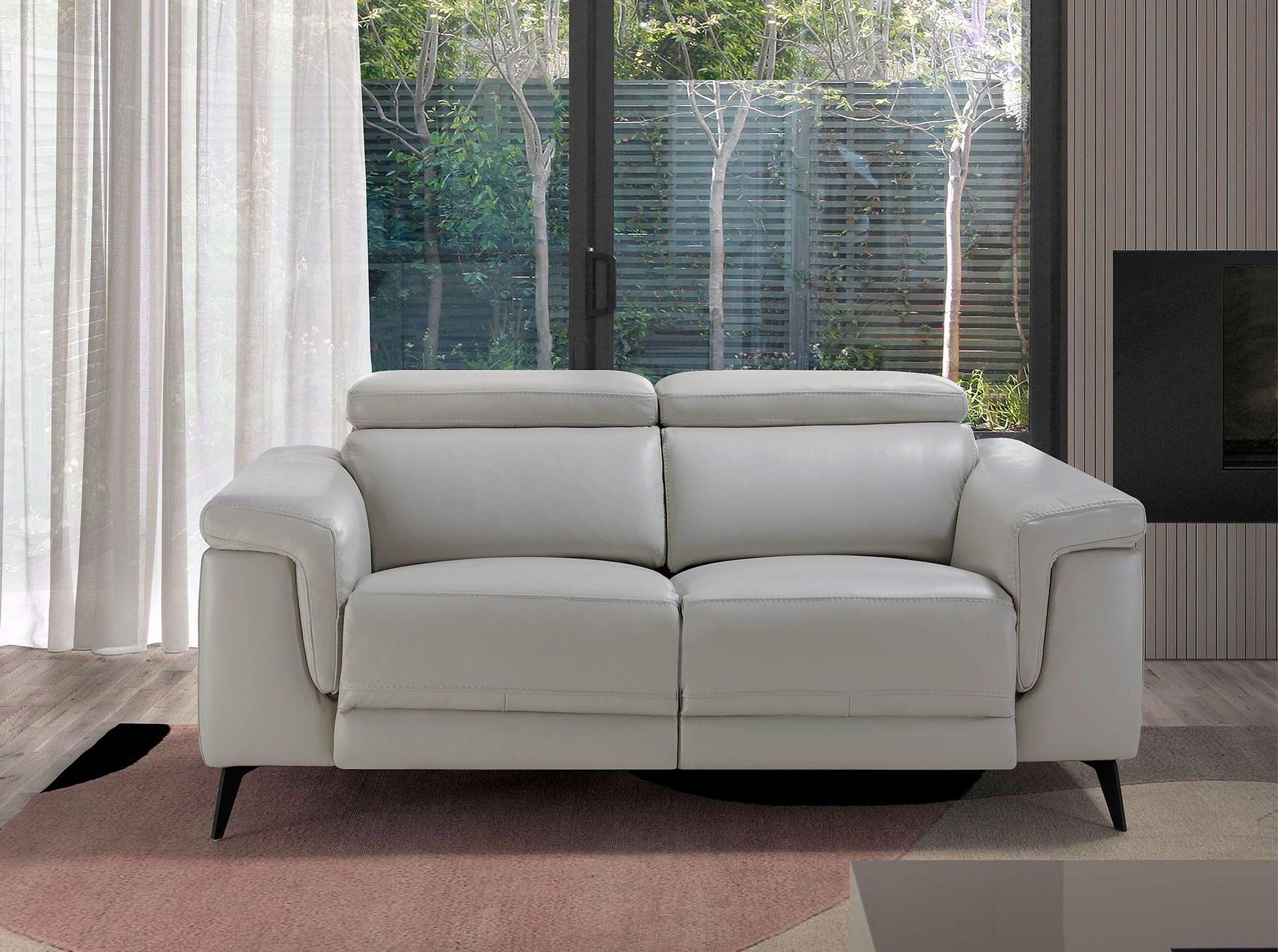 2 seater relaxation sofa in grey leather 6107 2