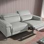 2 seater relaxation sofa in grey leather 6107 5