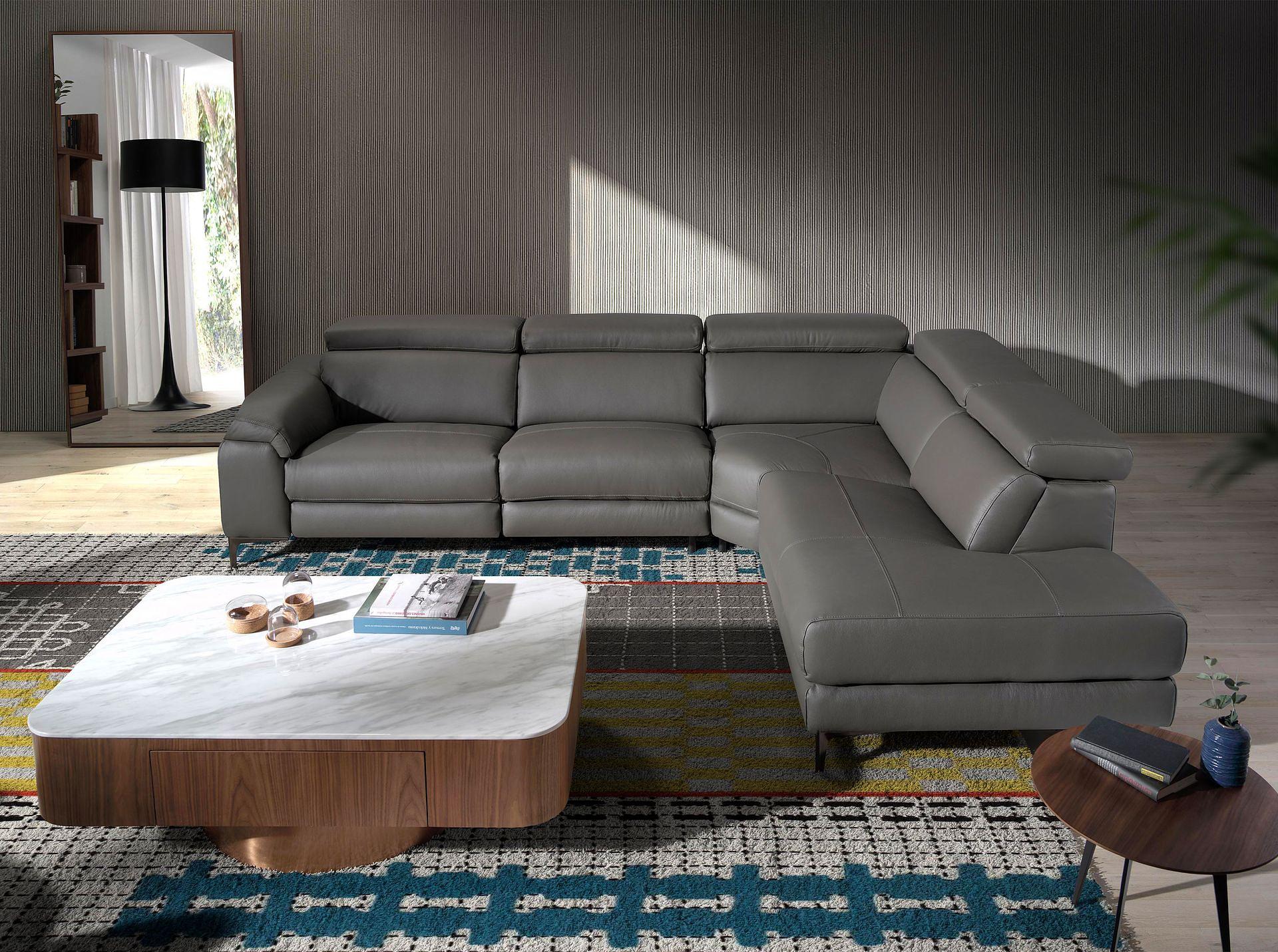 Sofa Récamiere Rechts 6111 mit Relaxsystem Leder Dunklegrau 0