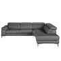 Sofa Chaise Longue Right 6111 with recliner system leather dark grey 2