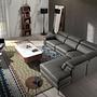 Sofa Chaise Longue Right 6111 with recliner system leather dark grey 3
