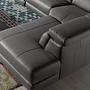 Sofa Chaise Longue Right 6111 with recliner system leather dark grey 4