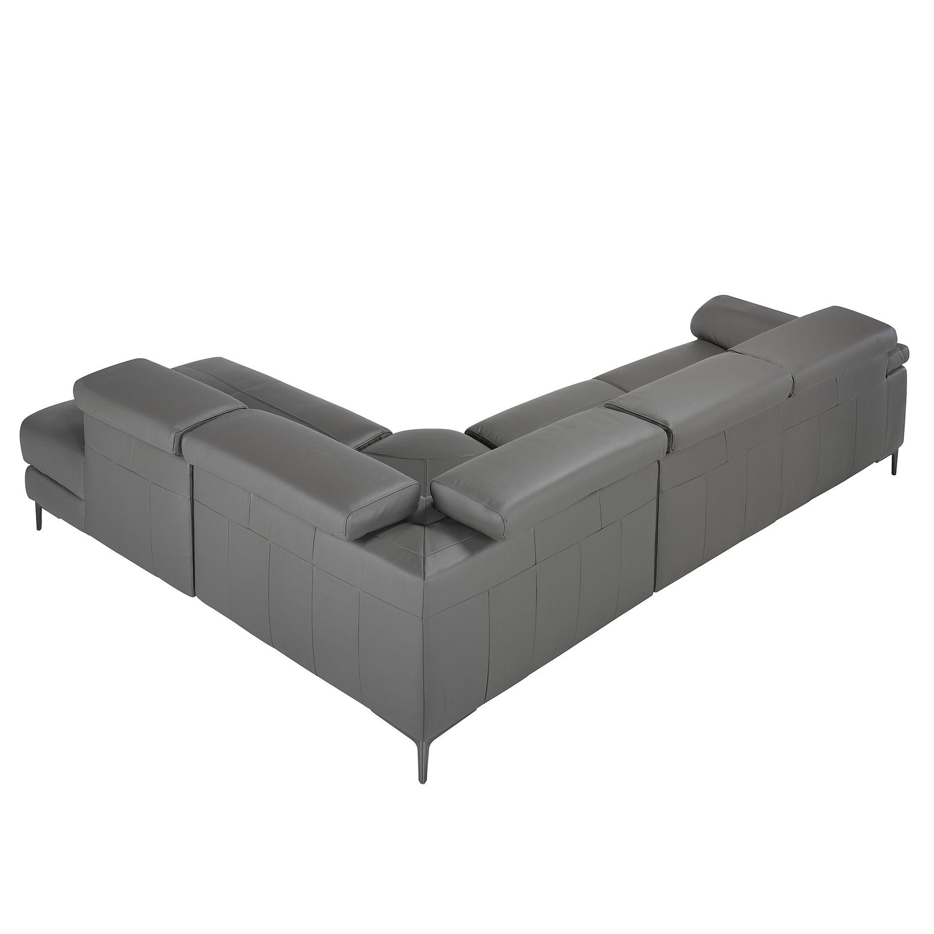 Sofa Chaise Longue Right 6111 with recliner system leather dark grey 6