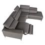 Sofa Chaise Longue Right 6111 with recliner system leather dark grey 7