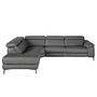 Divano Récamiere sinistra 6112 con sistema relax pelle grigio 3