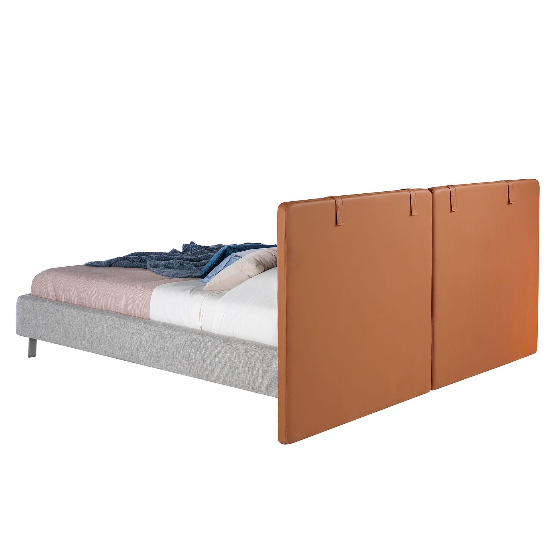 Double bed 7123 Faux leather Brown 7