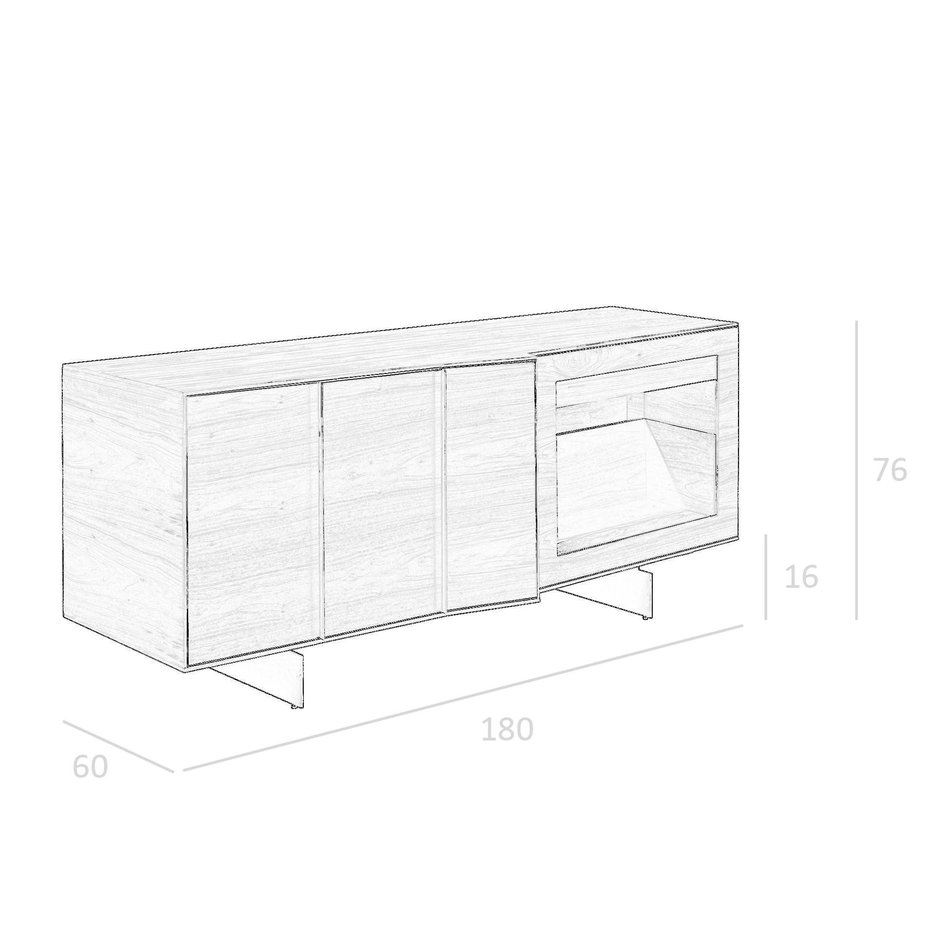 Sideboard 3218 with interior lighting Brown 7