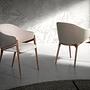 Armlehnstuhl 4090 Kunstleder Holz Beige 0
