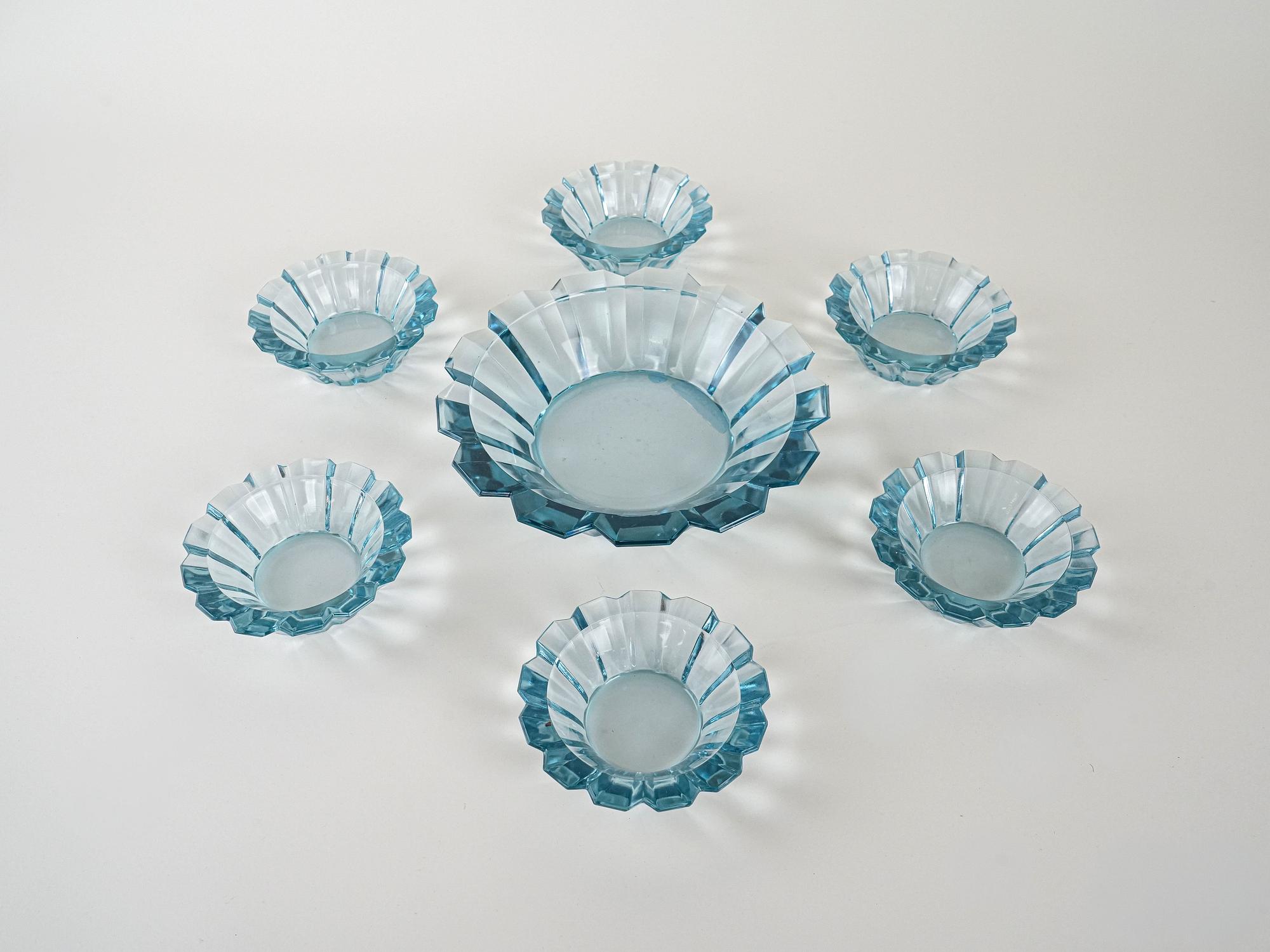 Glasschalen-Set Transparent 1970er Jahre 3