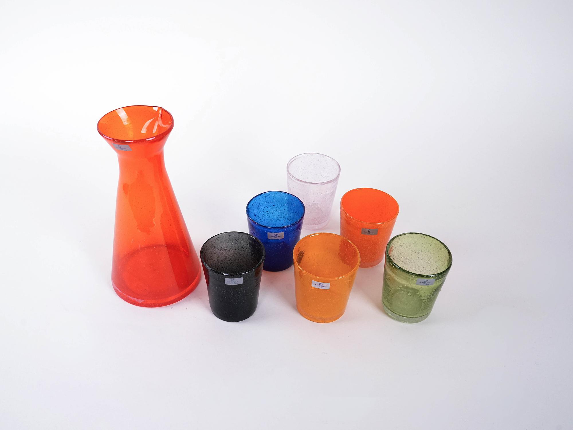 Glass and Carafe Set Multicolored 1980s 4