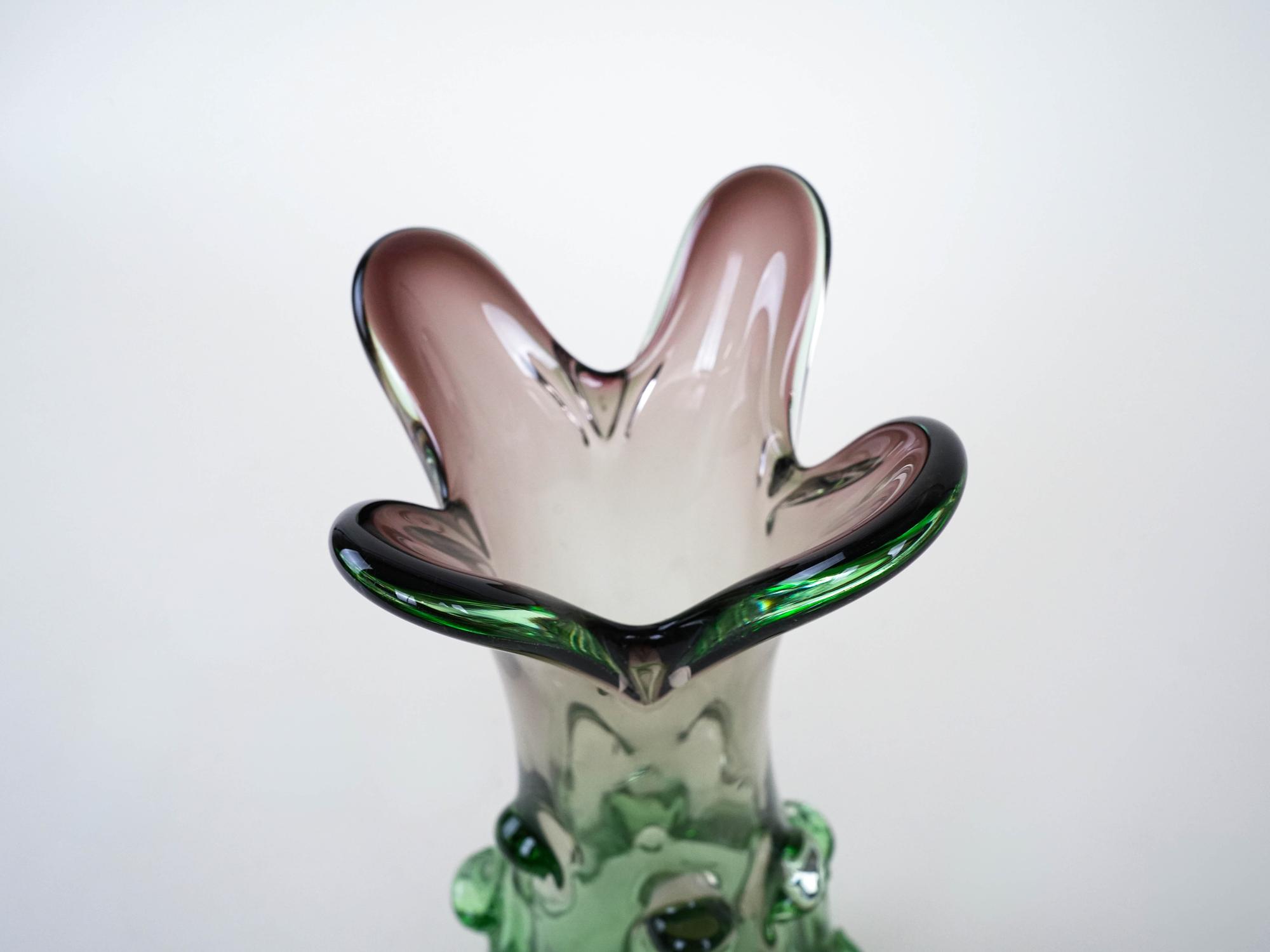 Vase Muranoglas Grün 1960er Jahre 9