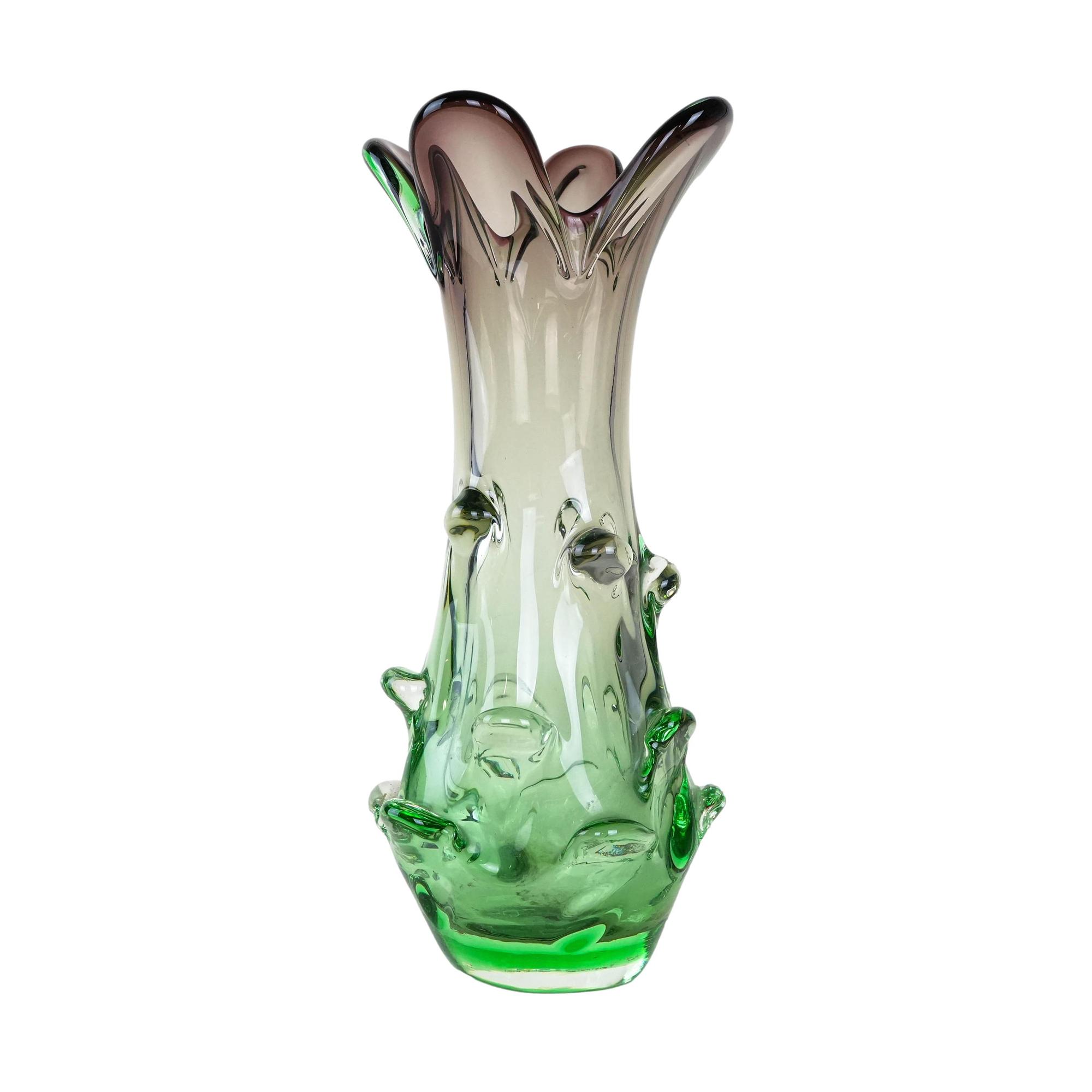 Vase Muranoglas Grün 1960er Jahre 0