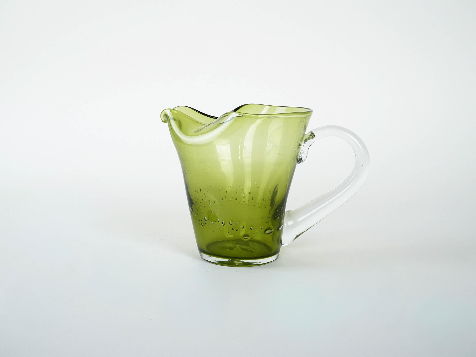 Glass bottle Olive green 1960s 2