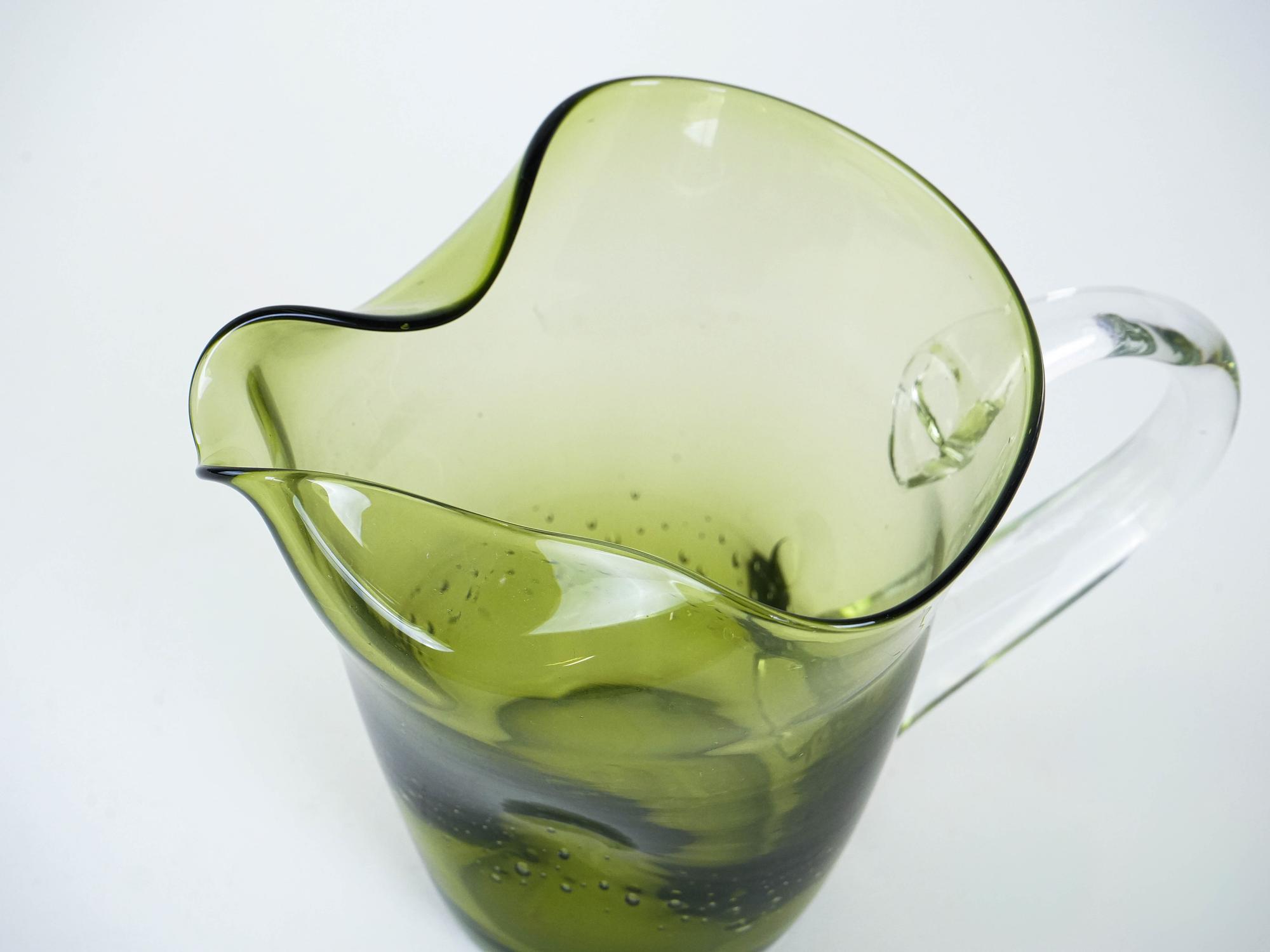 Glasflasche Olivgrün 1960er Jahre 7