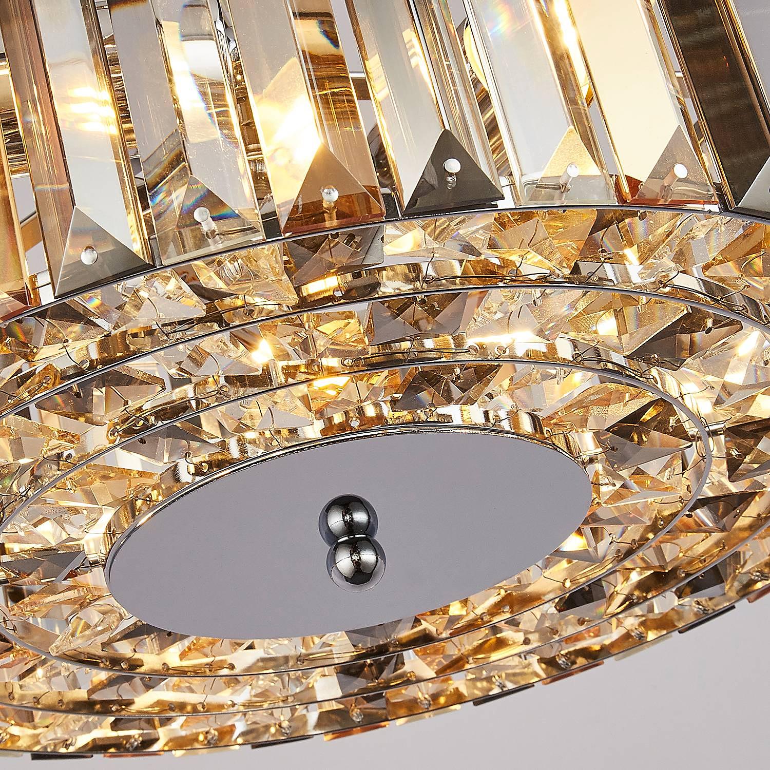 Pendelleuchte Chapeau Stahl Silber Bernstein Transparent 4