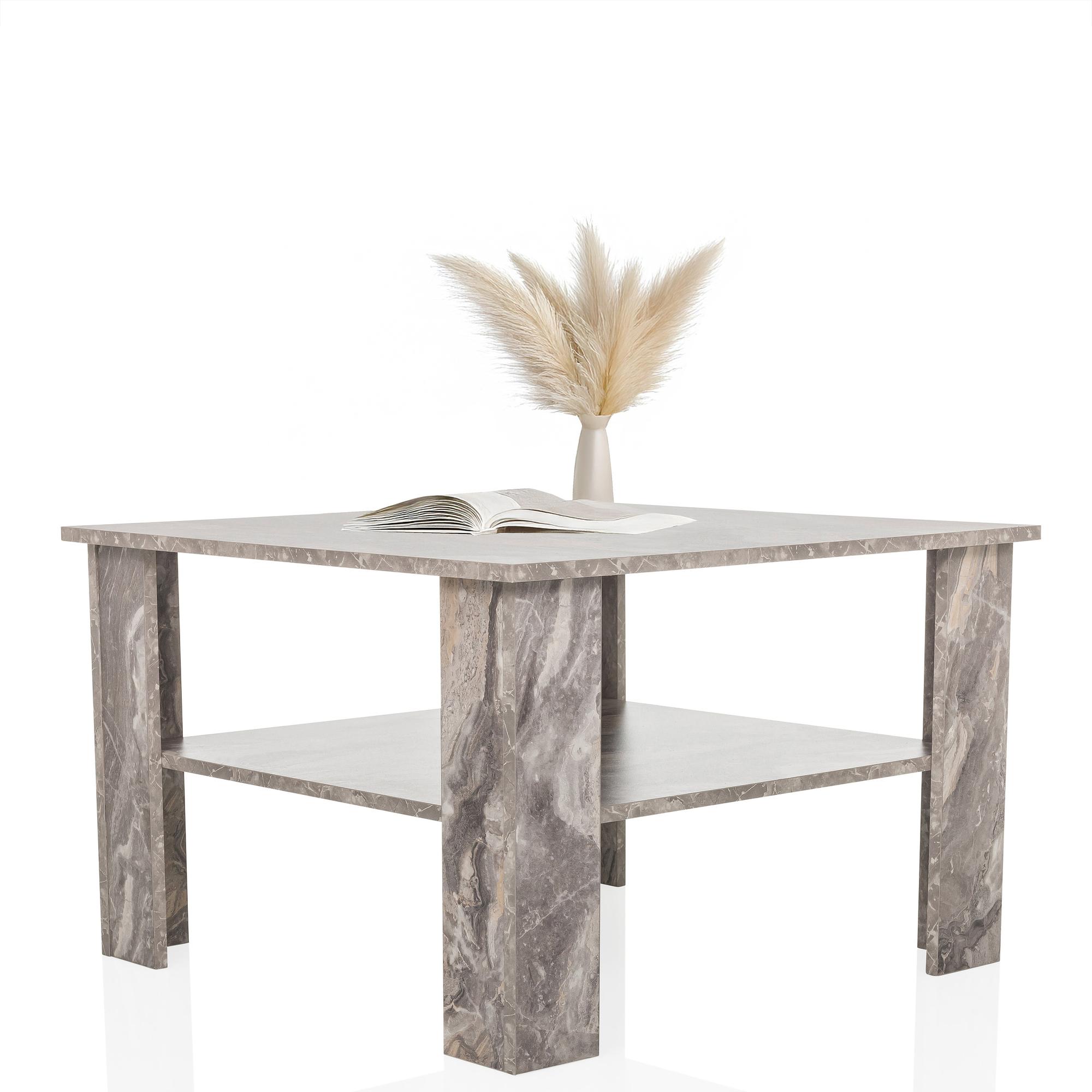 BISMO Couchtisch in Marmoroptik Grau 2