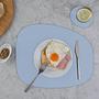 Stone placemat + 4x Coasters Recycled Leather Light Blue 0