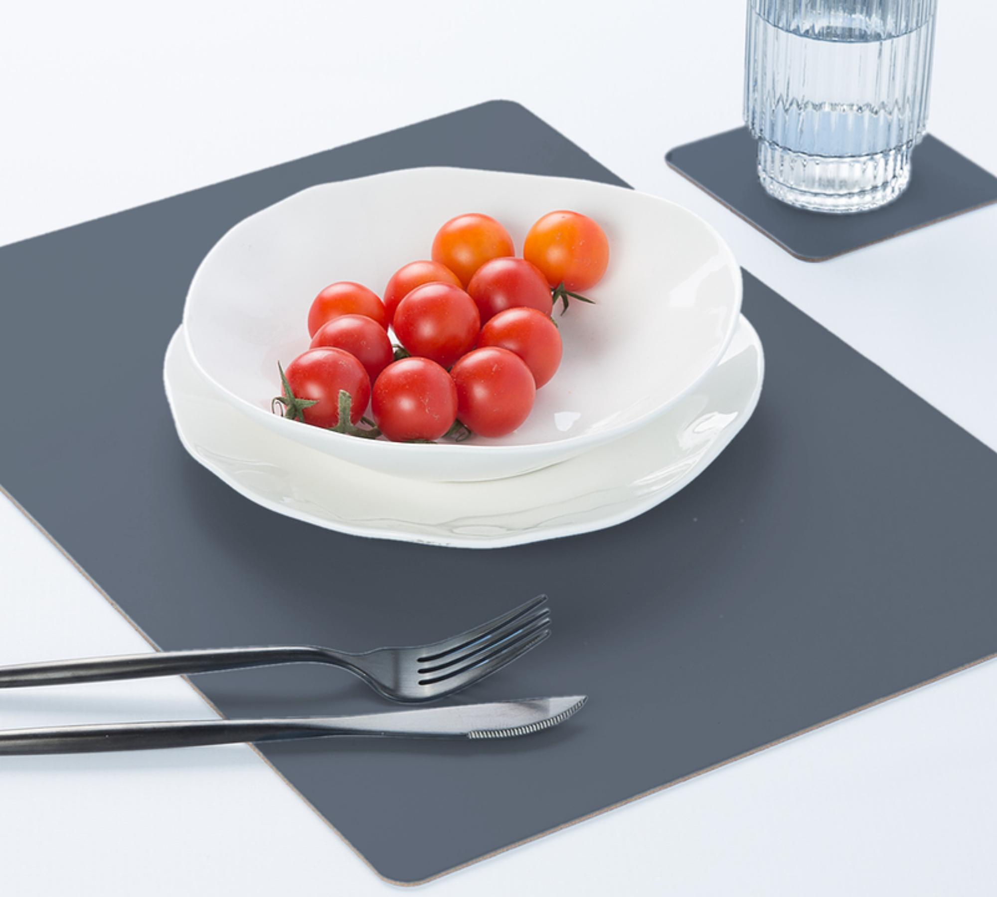 Placemat Rectangular 100% Recycled Leather Petrol 1