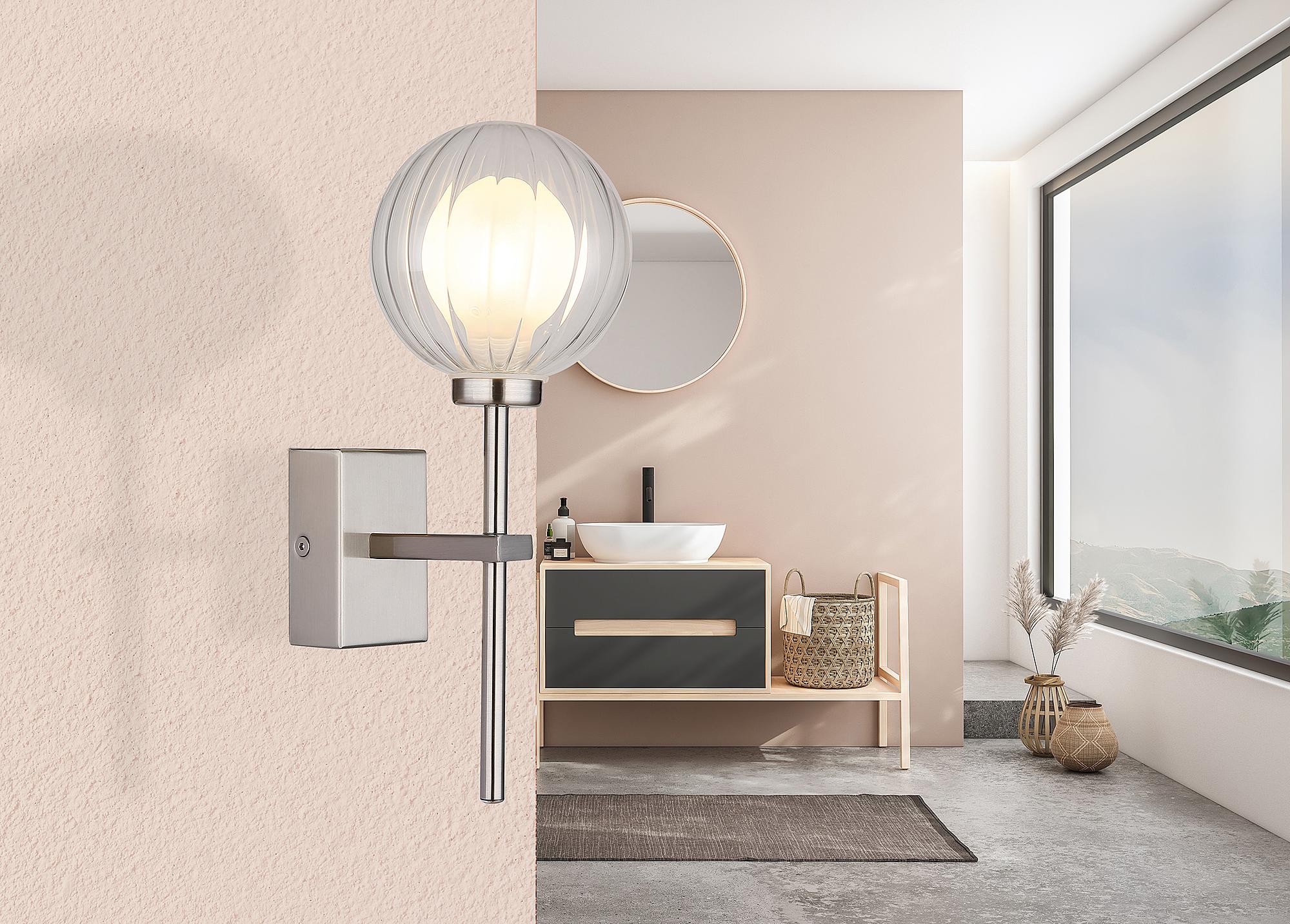1-Light Brisbon Type B Wall Light Clear Glass Iron Silver 2