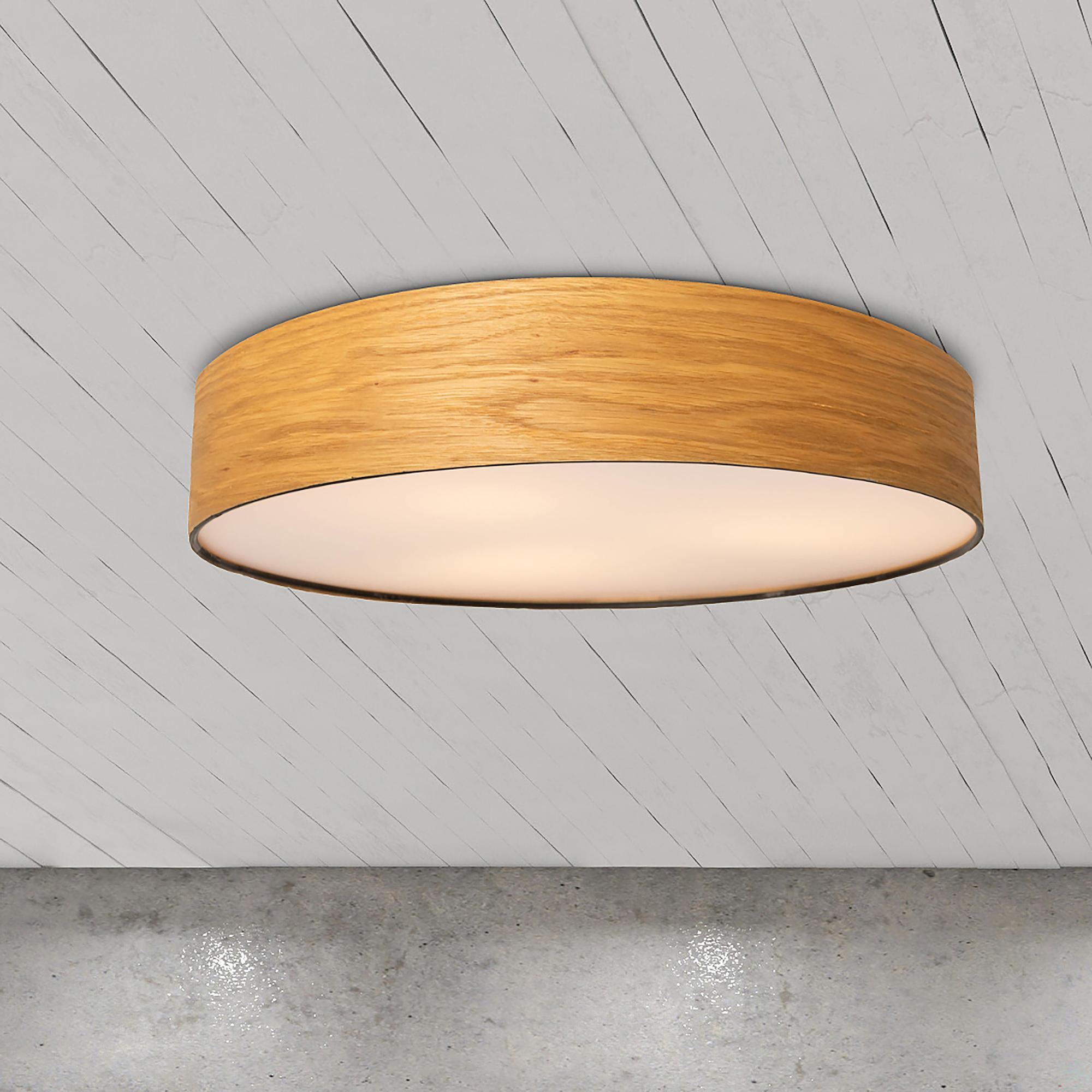 Nottingham LED Ceiling Light Iron White Wood Look 1
