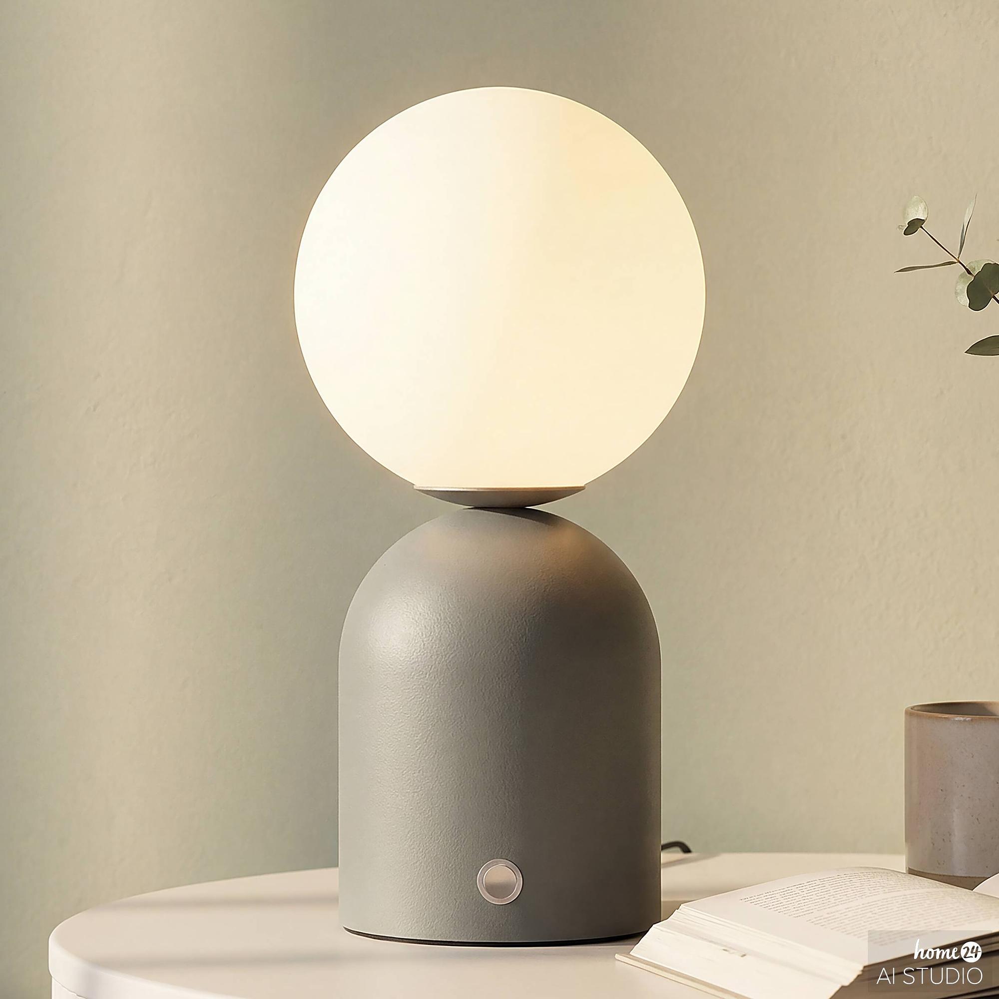 Ora Cordless Table Lamp Opal Glass Iron White Sage 1