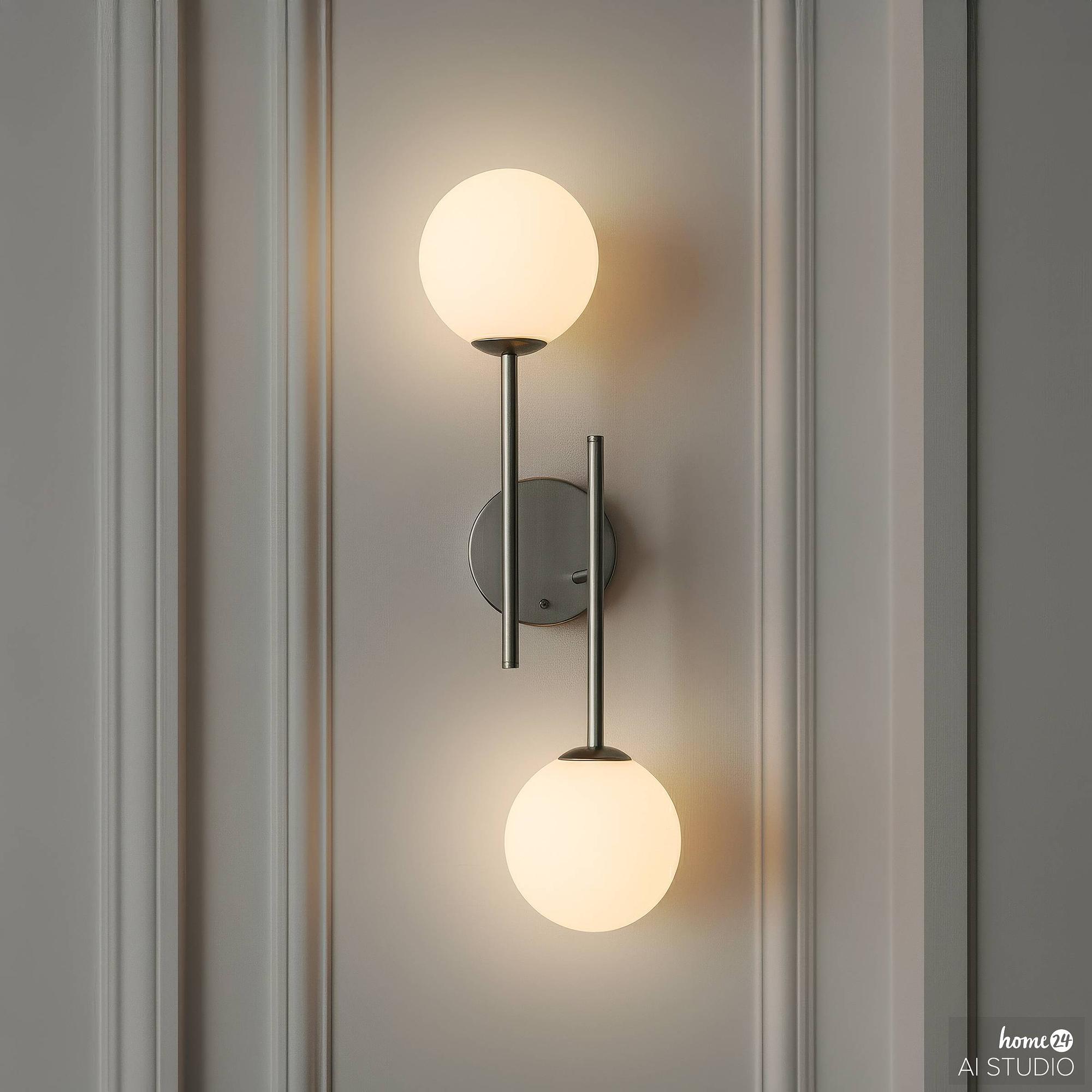 2-light Rigi battery-powered wall light 3-step dimmer white chrome 4