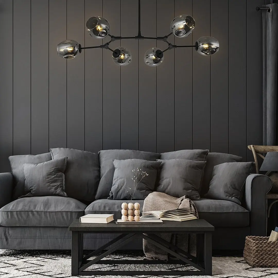 Uranos 6-light ceiling lamp Black 6