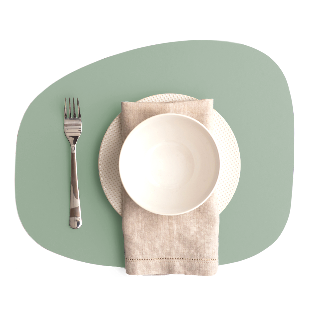 6x Stone Tischset 100% Recyceltes Leder Mint 3