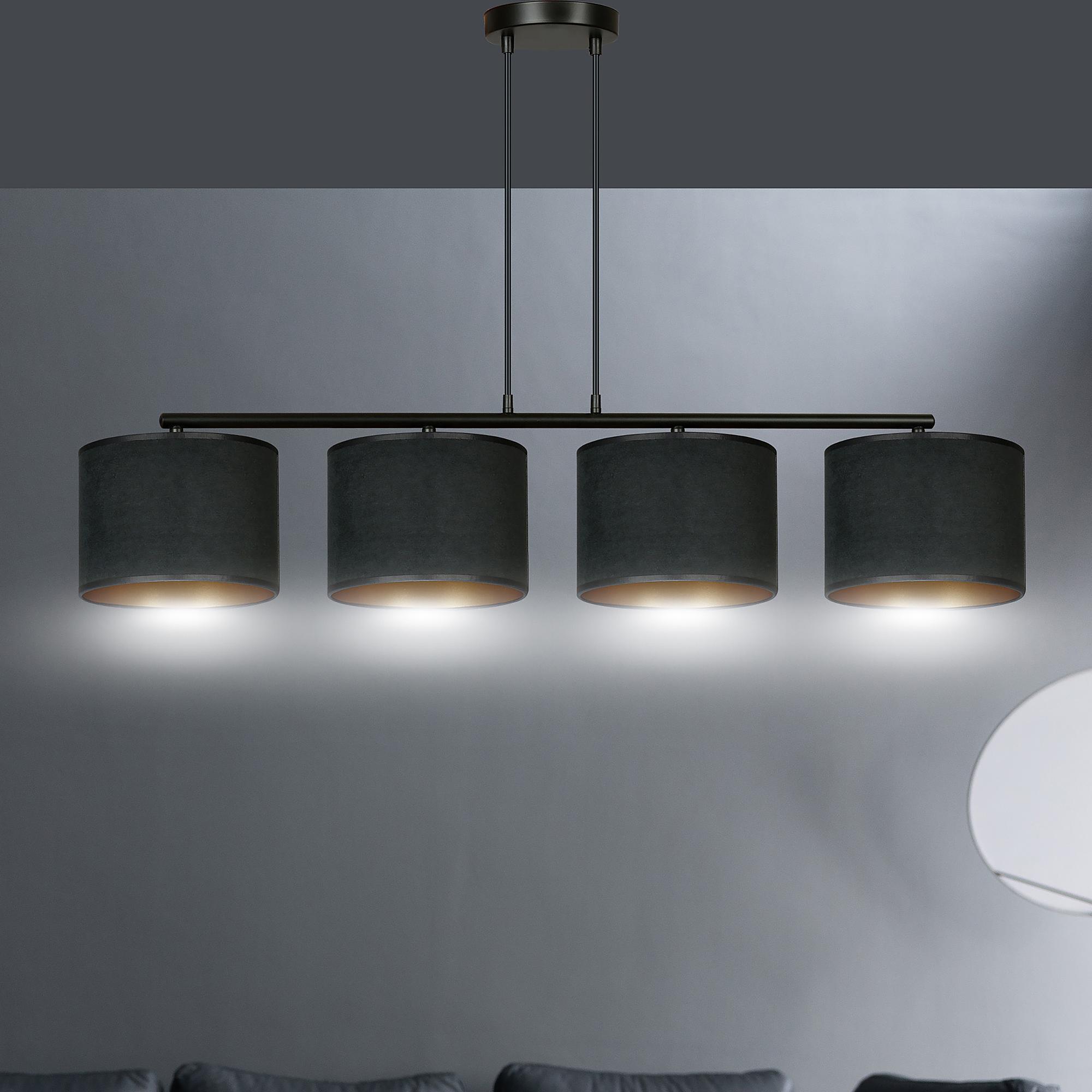 Hilde Type B Pendant Light Steel Cotton Fabric Black 3