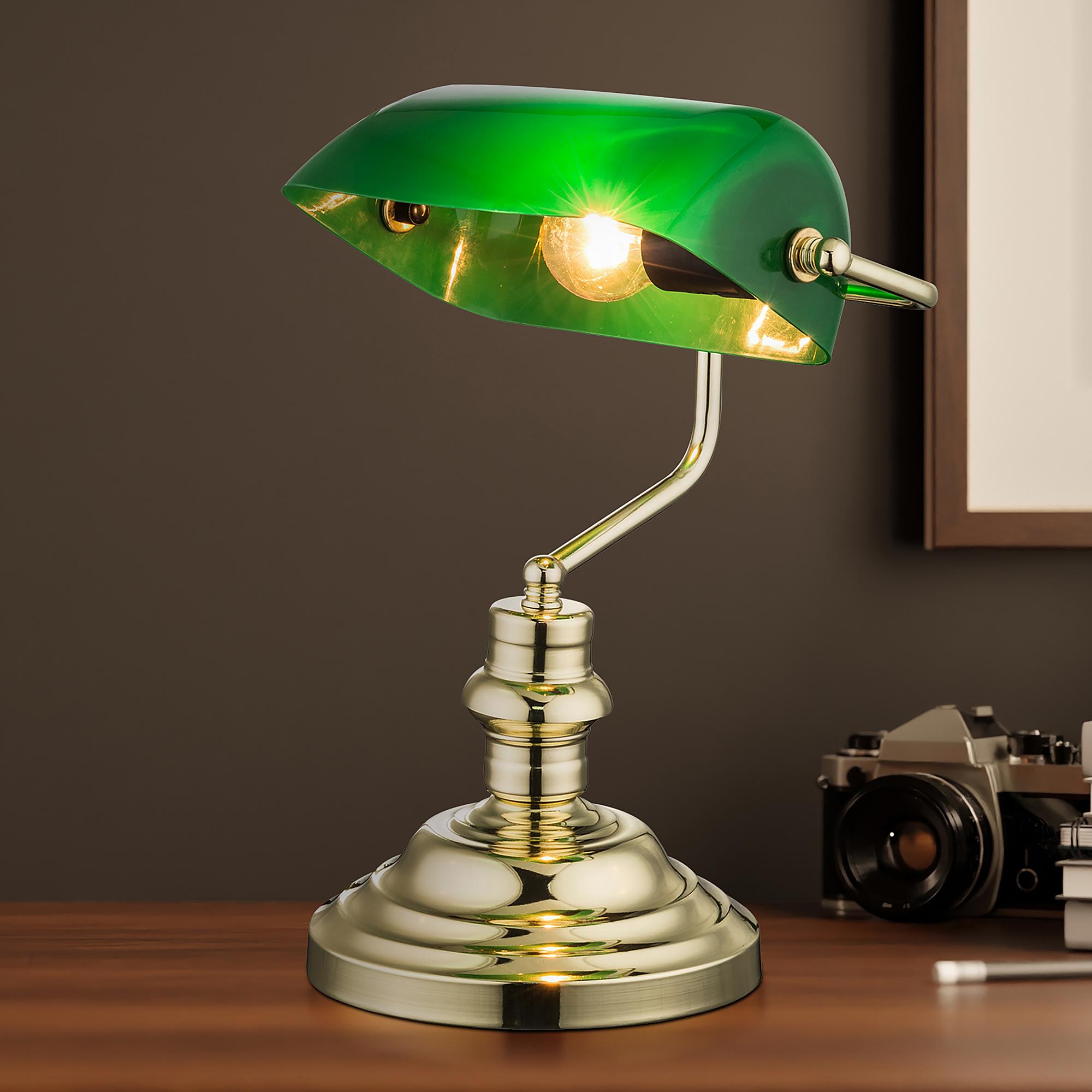 1-Flame Antique Table Lamp Acrylic Iron Green Gold 1