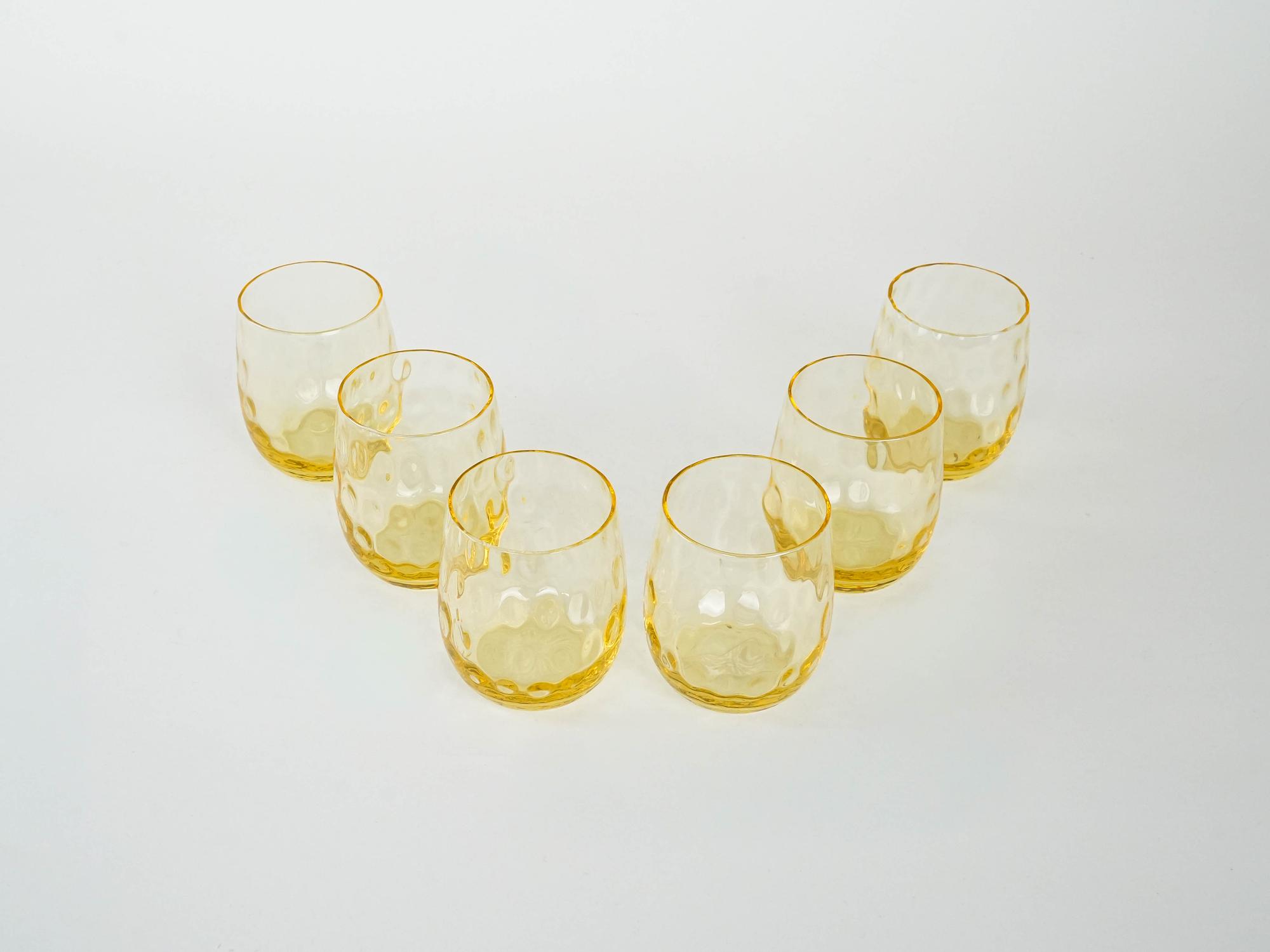Glass Set 6-Piece Yellow Transparent 1970s 4