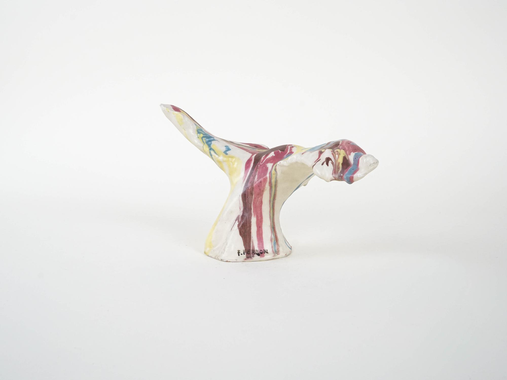 Keramikvogel-Skulptur Mehrfarbig 1970er Jahre 4