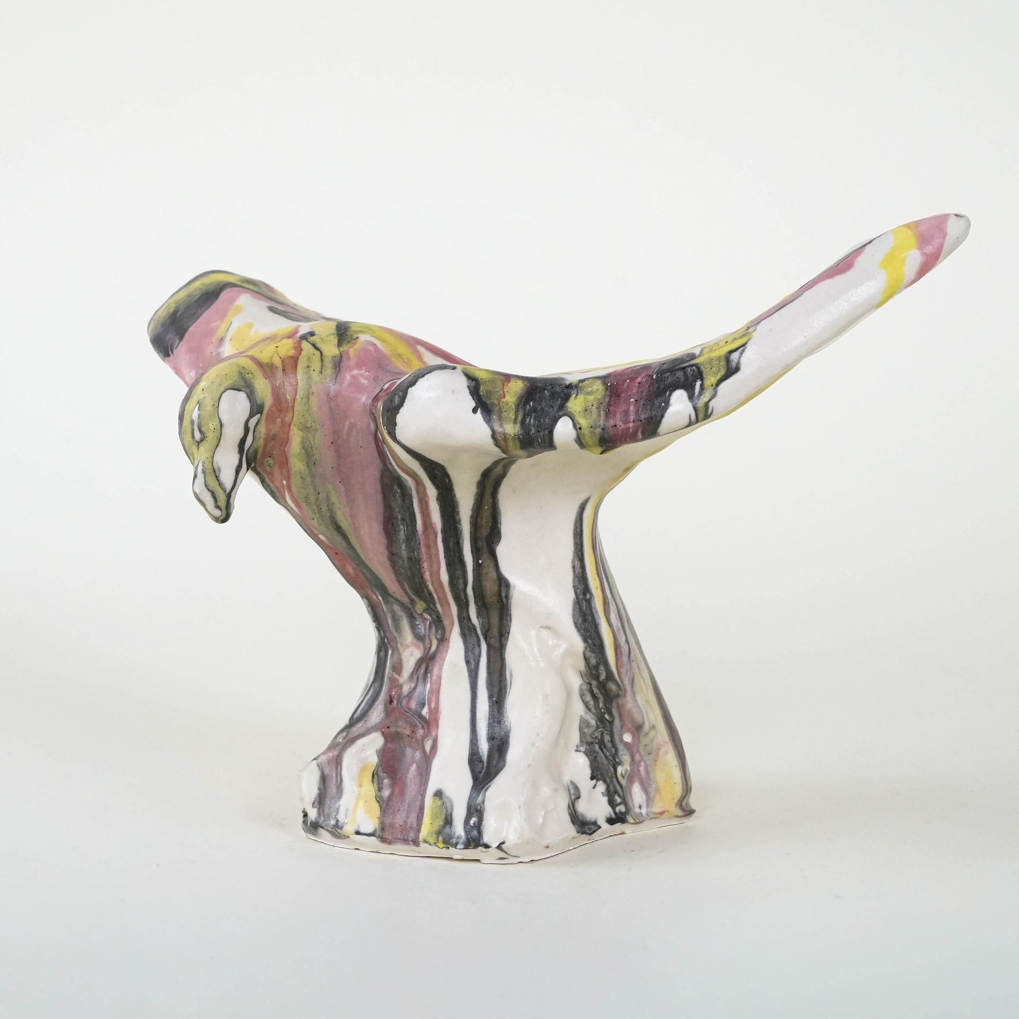 Ceramic bird sculpture Multi-colored 1970s 1