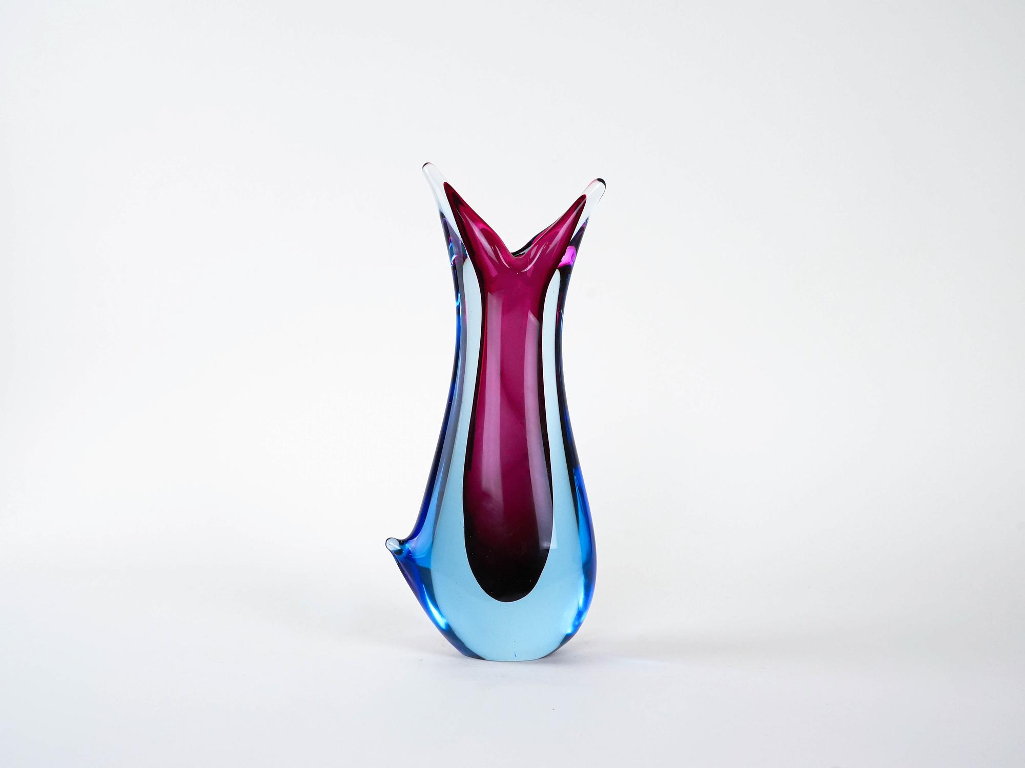 Vase Murano-Glas Blau 1960er Jahre 2