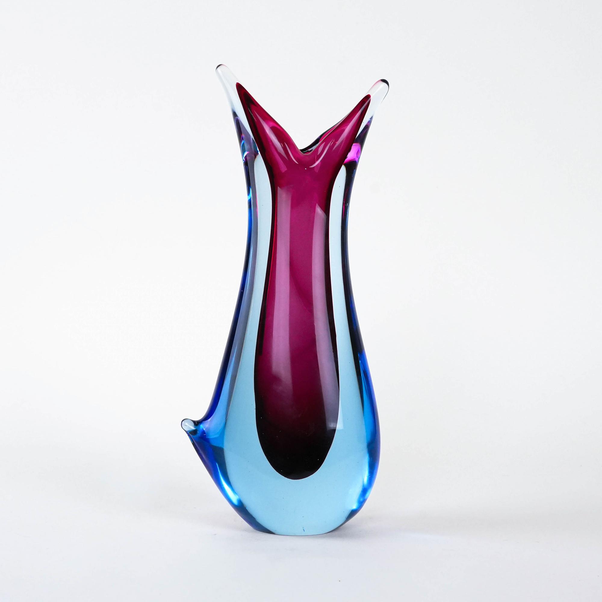 Vase Murano-Glas Blau 1960er Jahre 1
