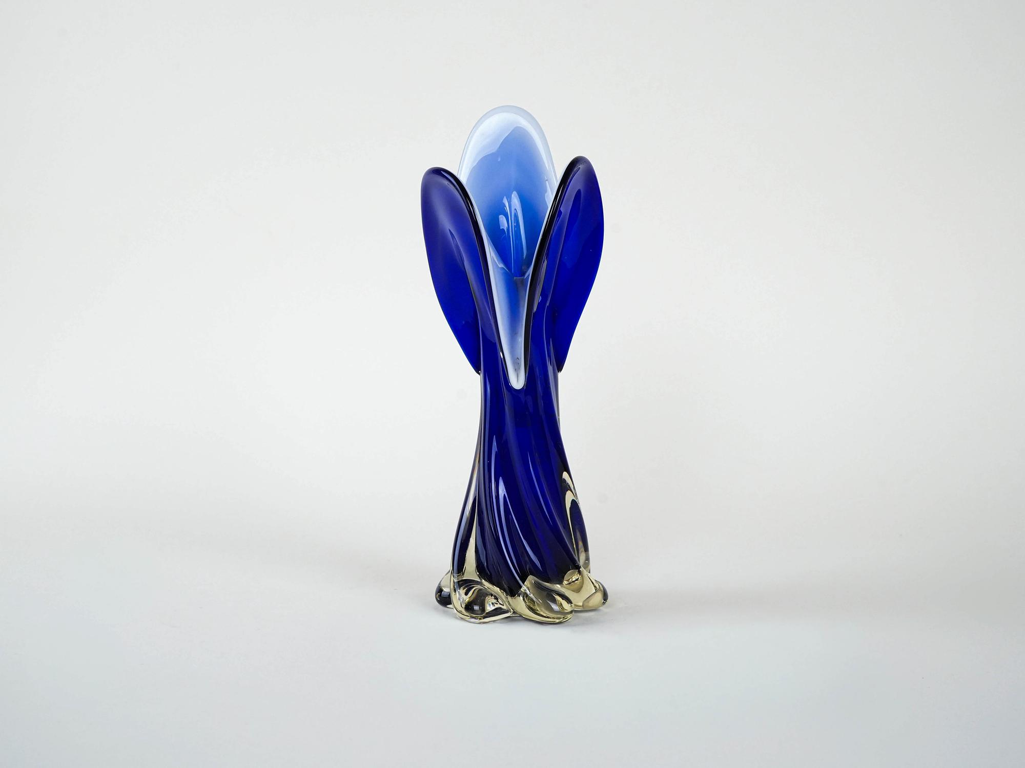 Cobalt vase Murano glass Blue 1960s 3