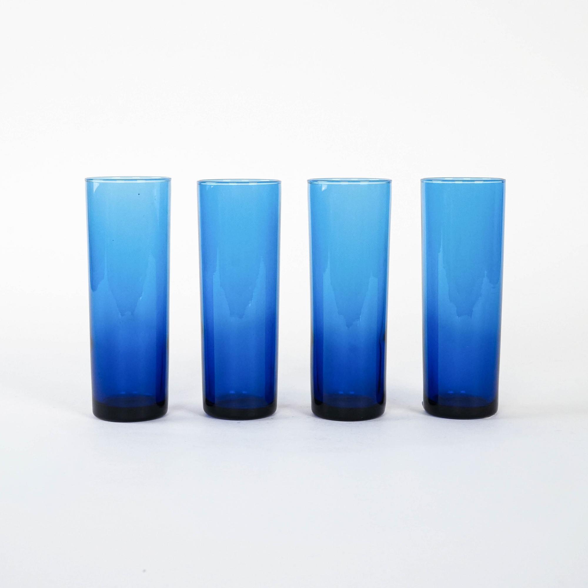 Glass set Cobalt blue 1970s 1