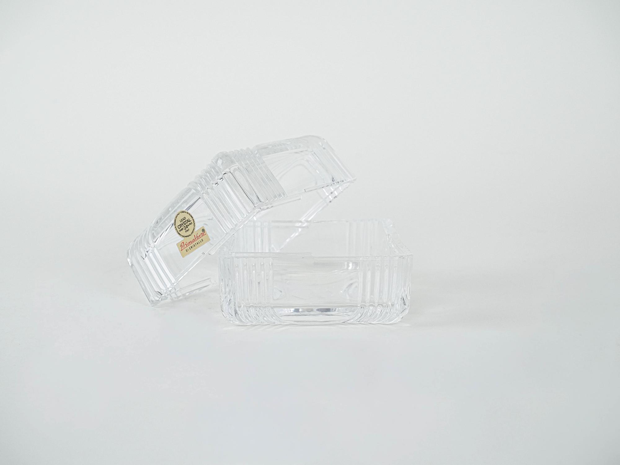 Crystal box lead glass transparent 1970s 3